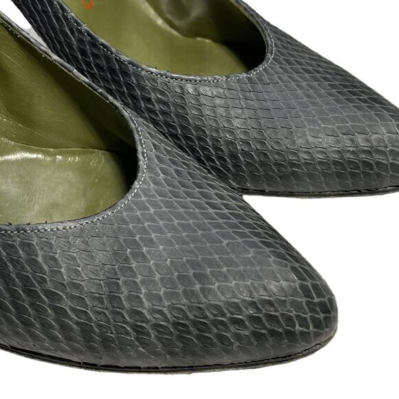 Charles Jourdan Size 8 Pumps Vintage Narrow Snakeskin Heels Marly Magnolia Gray - Picture 12 of 13